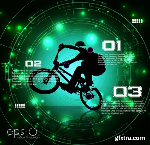 Collection of vector image BMX Bike extreme sport flyer 25 Eps