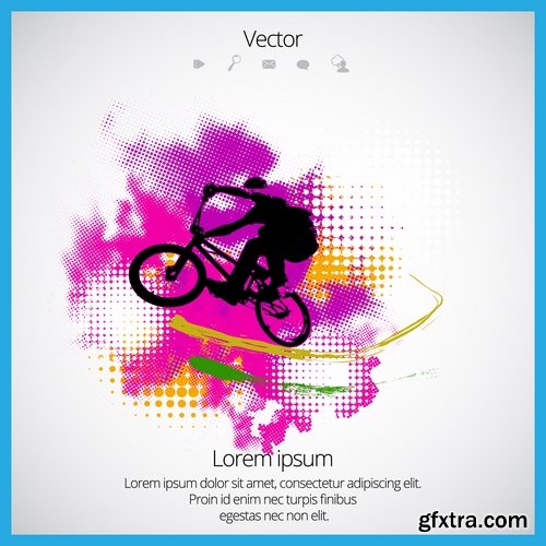 Collection of vector image BMX Bike extreme sport flyer 25 Eps