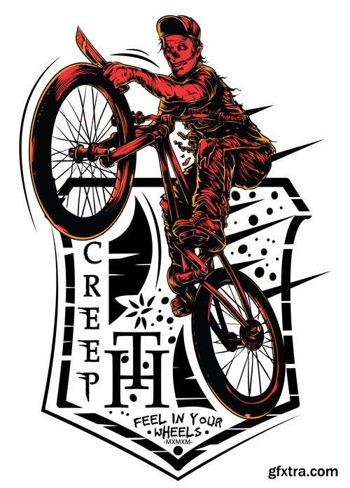 Collection of vector image BMX Bike extreme sport flyer 25 Eps