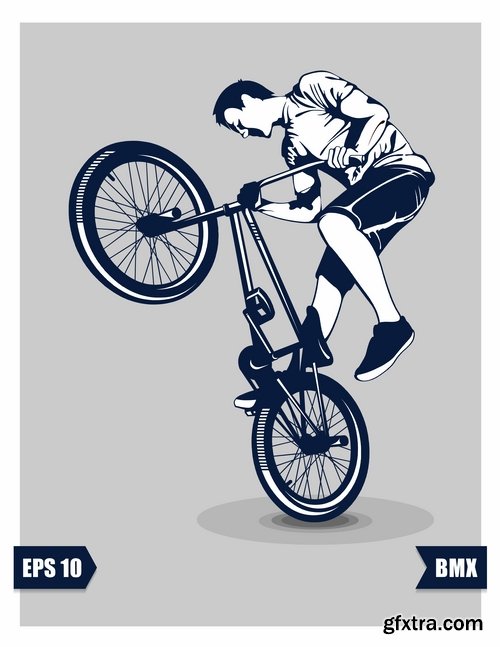 Collection of vector image BMX Bike extreme sport flyer 25 Eps