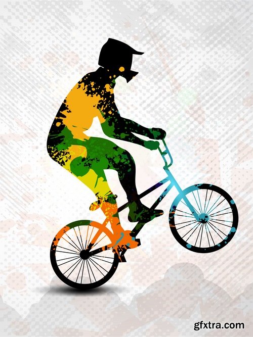 Collection of vector image BMX Bike extreme sport flyer 25 Eps