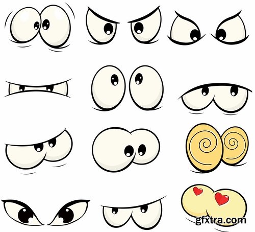 Collection of vector image eye different human emotions 25 Eps