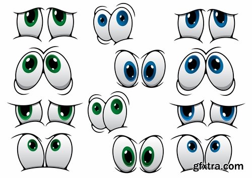 Collection of vector image eye different human emotions 25 Eps