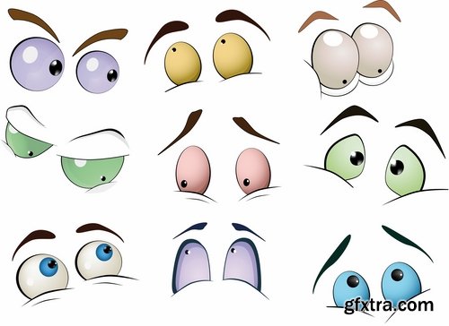 Collection of vector image eye different human emotions 25 Eps