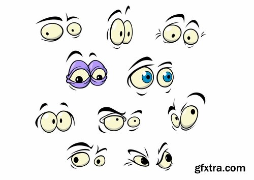 Collection of vector image eye different human emotions 25 Eps