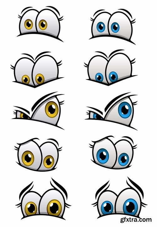 Collection of vector image eye different human emotions 25 Eps