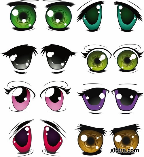 Collection of vector image eye different human emotions 25 Eps