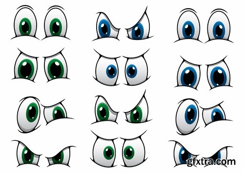 Collection of vector image eye different human emotions 25 Eps