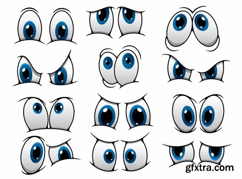 Collection of vector image eye different human emotions 25 Eps