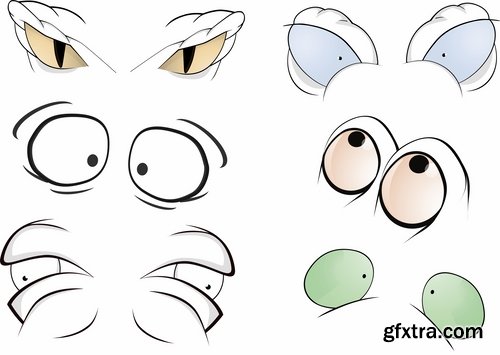 Collection of vector image eye different human emotions 25 Eps