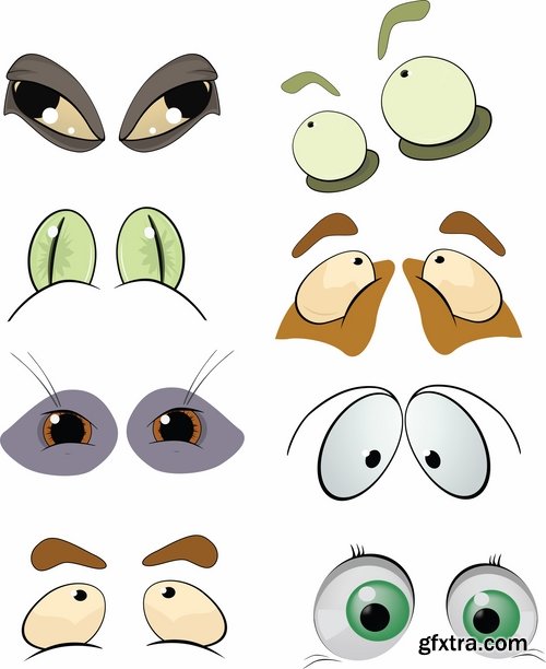 Collection of vector image eye different human emotions 25 Eps