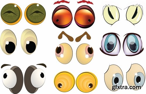 Collection of vector image eye different human emotions 25 Eps