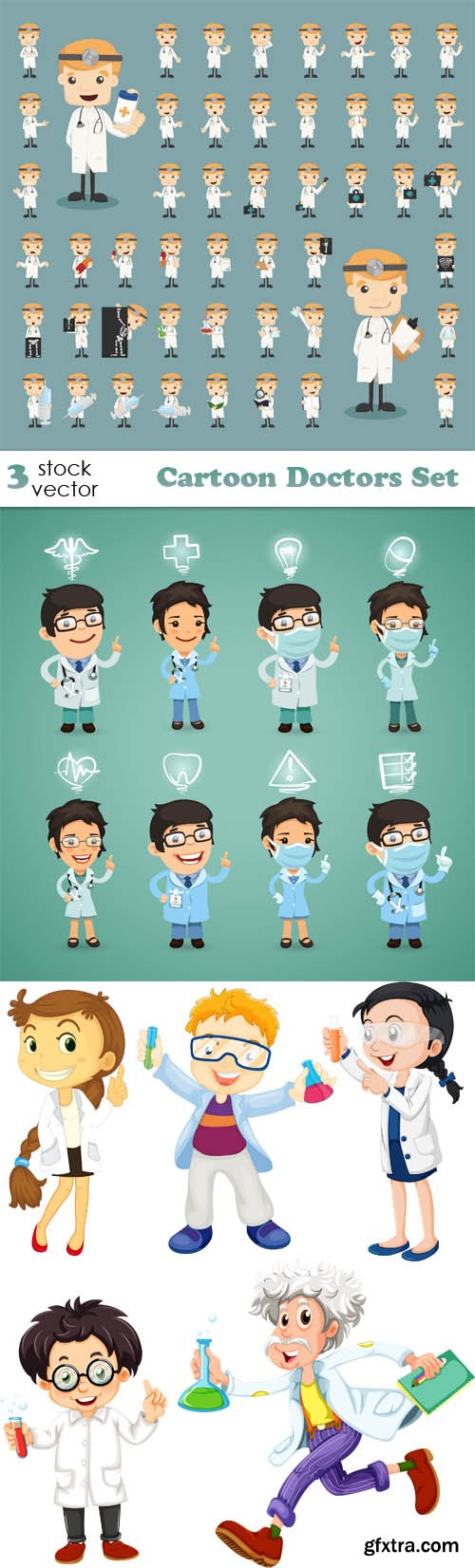 Vectors - Cartoon Doctors Set