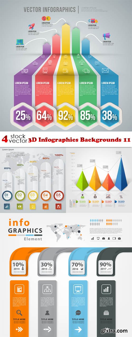 Vectors - 3D Infographics Backgrounds 11