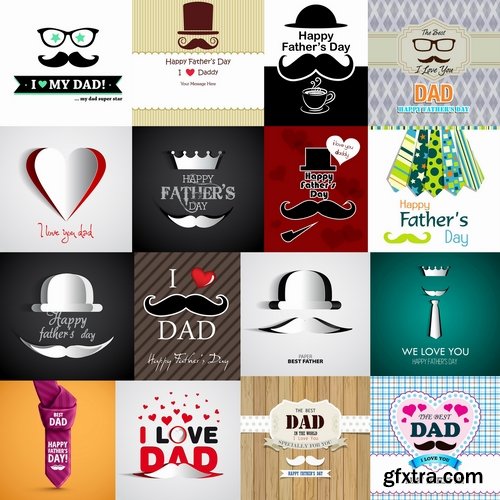 Collection of vector image gift card Daddy\'s day father 25 Eps