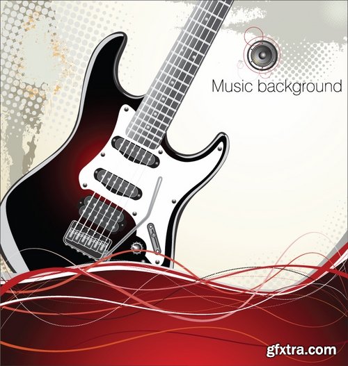 Collection of vector image poster jazz saxophone guitar rock festival 25 Eps