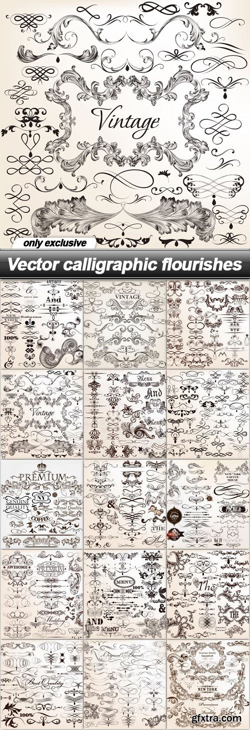 Vector calligraphic flourishes - 15 EPS