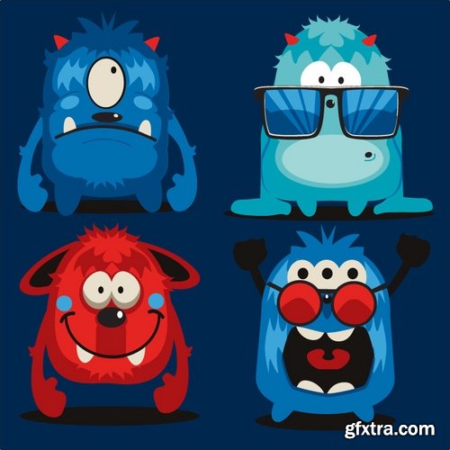 Collection of different vector funny picture cartoon characters 25 Eps