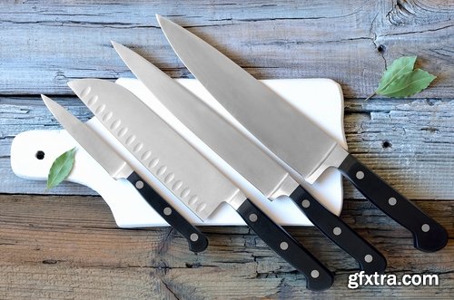 Collection of various kitchen knife slicing produce chef blade acuity 25 HQ Jpeg