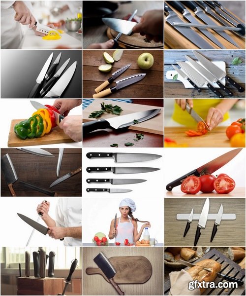 Collection of various kitchen knife slicing produce chef blade acuity 25 HQ Jpeg