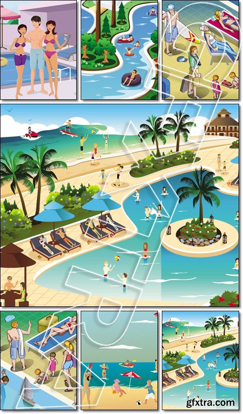 Tourism Industry - Isometric Extended Family Holiday Makers - Vector