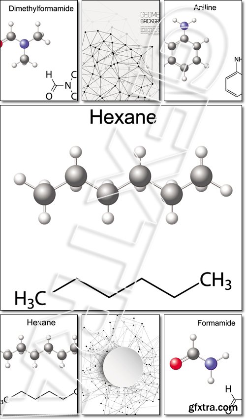 Abstract molecules design of metals. Scientific background for banner or flyer - Vector