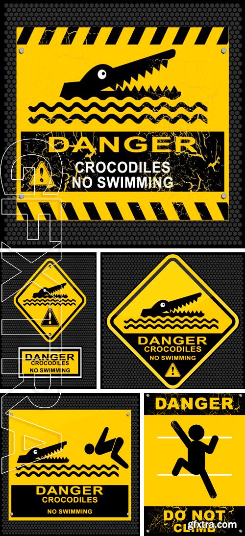 Stock Vectors - Danger, crocodiles, no swimming