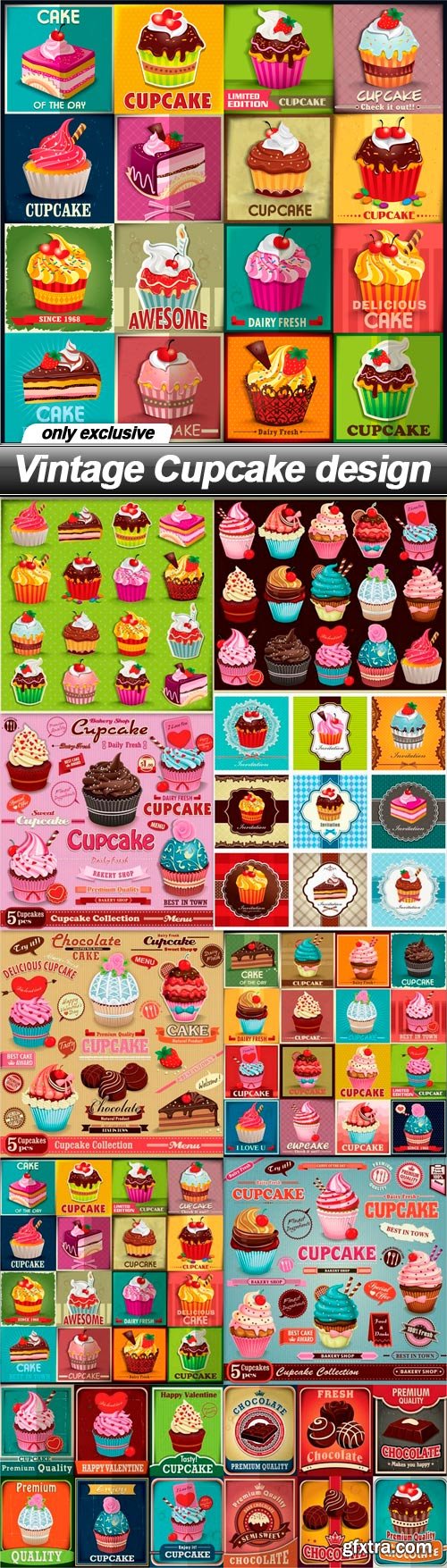 Vintage Cupcake design - 10 EPS