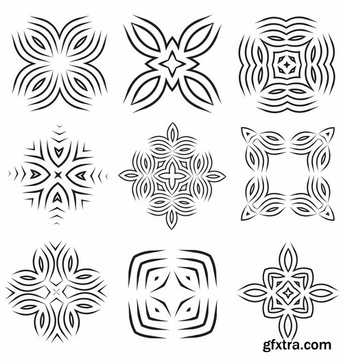 Collection of vector image calligraphic elements vintage design element #4-25 Eps