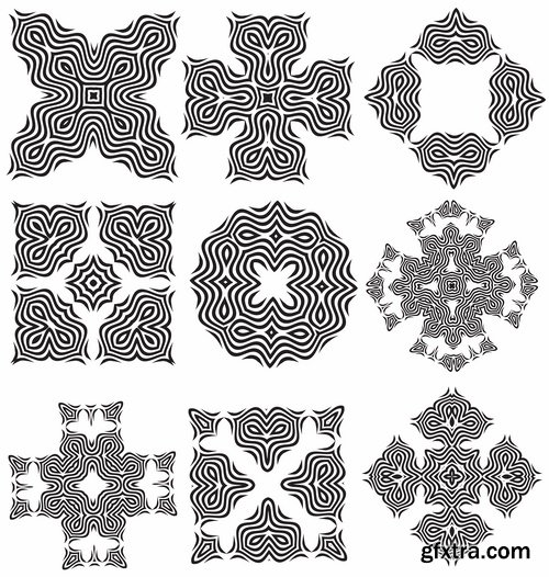 Collection of vector image calligraphic elements vintage design element #4-25 Eps