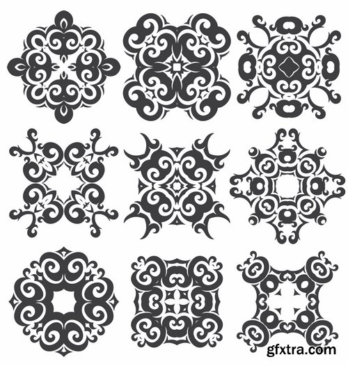 Collection of vector image calligraphic elements vintage design element #4-25 Eps