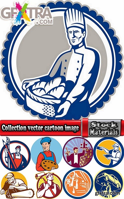 Collection vector cartoon image of different professions #3-25 Eps