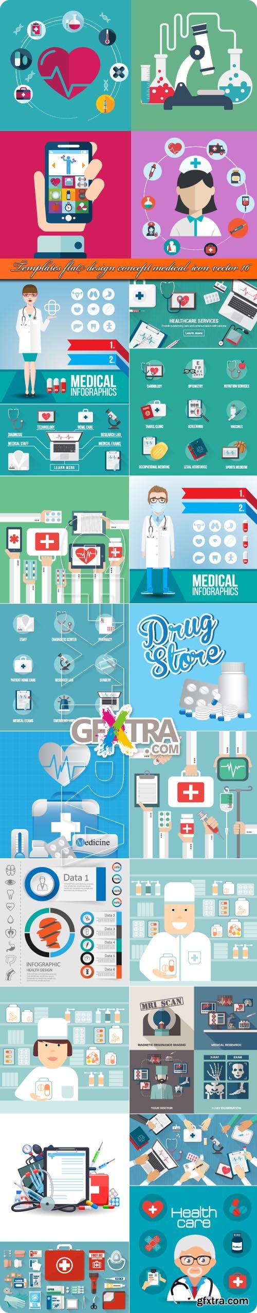 Templates flat design concept medical icon vector 16