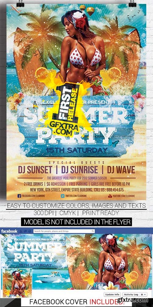 Summer Party Vol 3 Flyer Template + Facebook Cover