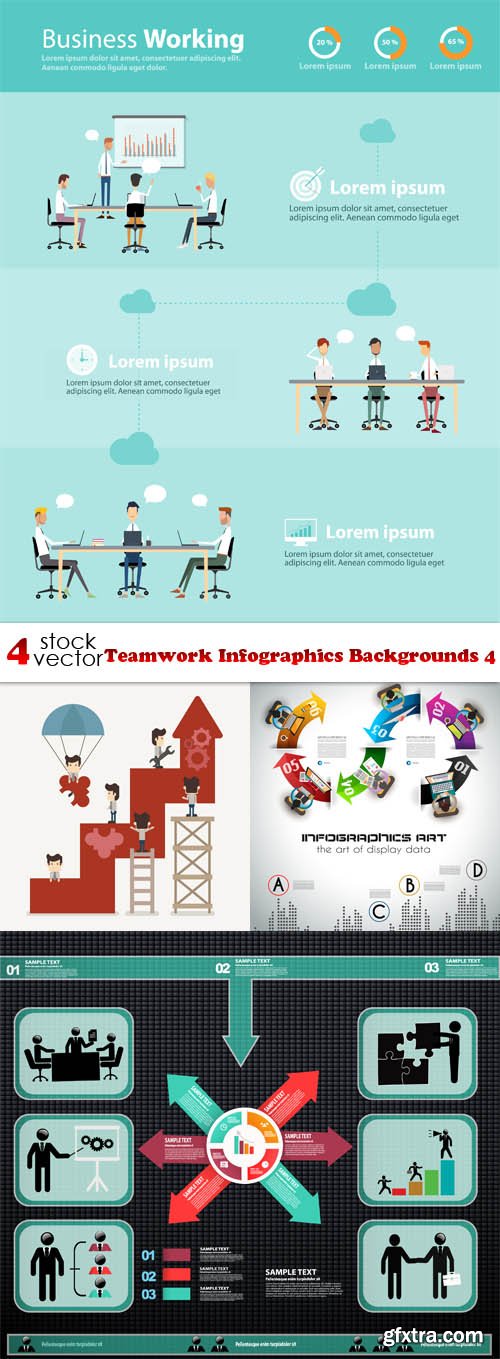 Vectors - Teamwork Infographics Backgrounds 4