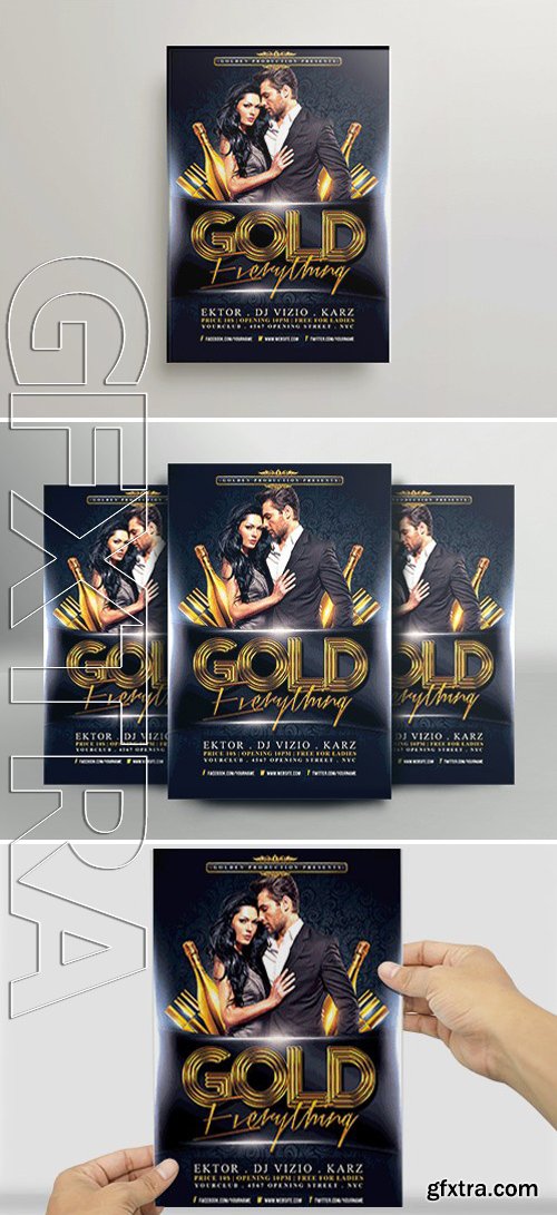 GOLD All Night Flyer Template