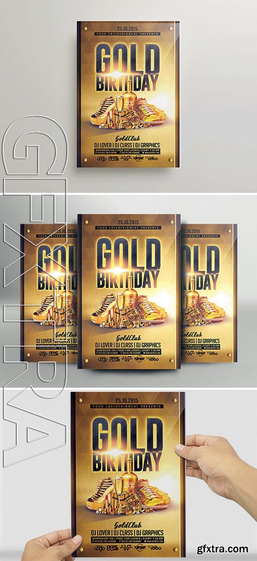 Gold Birthday Flyer Template