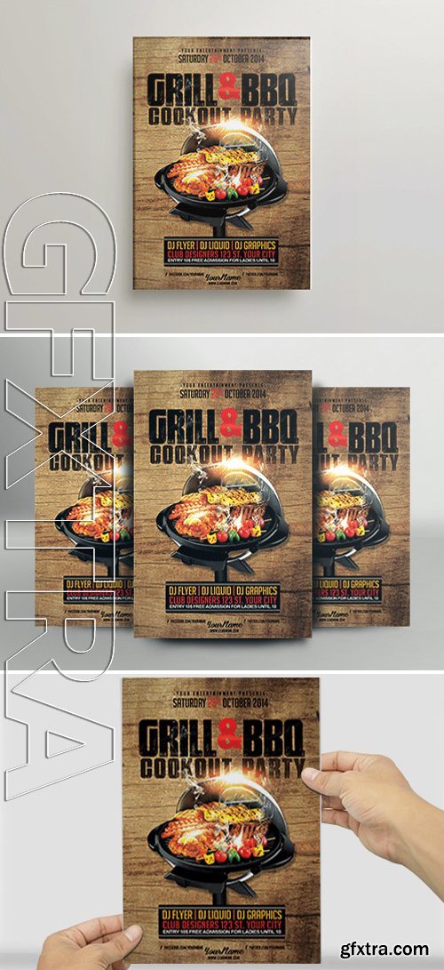 GRILL and BBQ Cookout Party Flyer Template