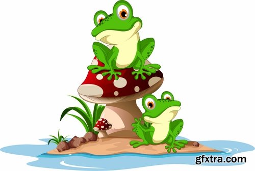 Collection of vector image animal frog toad skin color 25 Eps