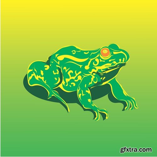 Collection of vector image animal frog toad skin color 25 Eps