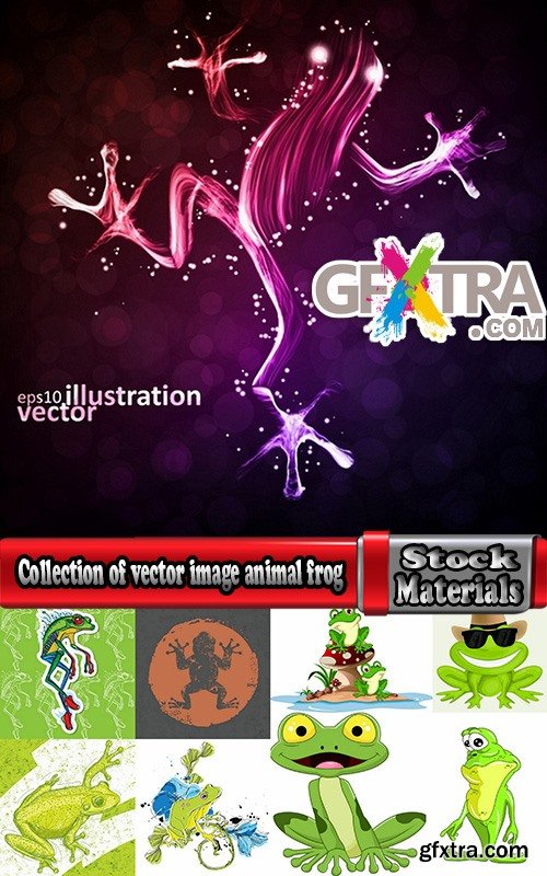 Collection of vector image animal frog toad skin color 25 Eps