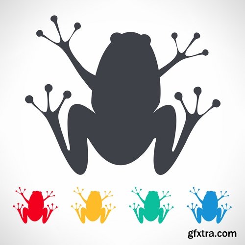 Collection of vector image animal frog toad skin color 25 Eps