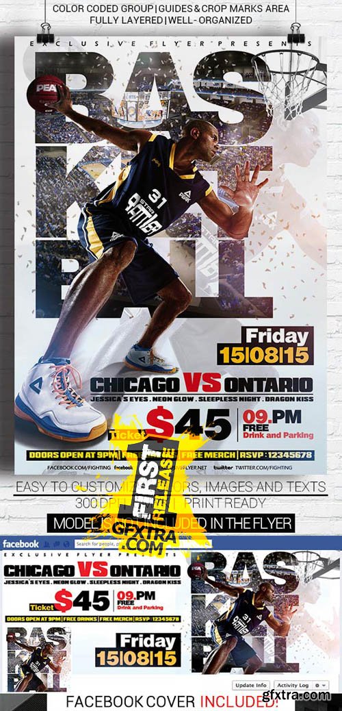 Basketball - Flyer Template + Facebook Cover