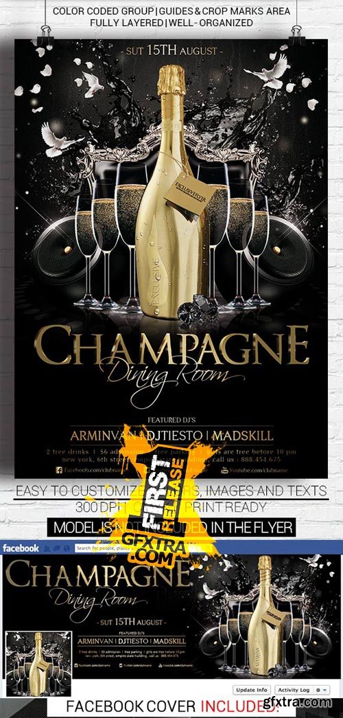 Champagne Dining Room - Flyer Template + Facebook Cover