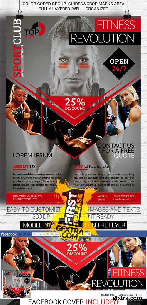 Fitness Revolution - Flyer Template + Facebook Cover