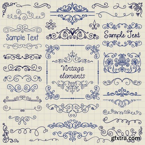 Stock Vectors - Vintage Hand Sketched Doodle Design Elements, 25xEPS