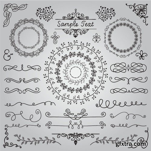 Stock Vectors - Vintage Hand Sketched Doodle Design Elements, 25xEPS