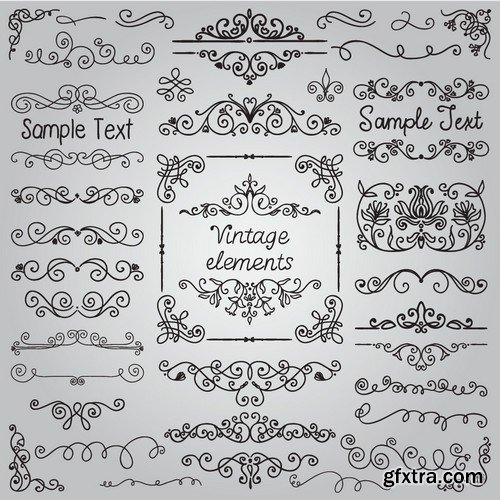 Stock Vectors - Vintage Hand Sketched Doodle Design Elements, 25xEPS