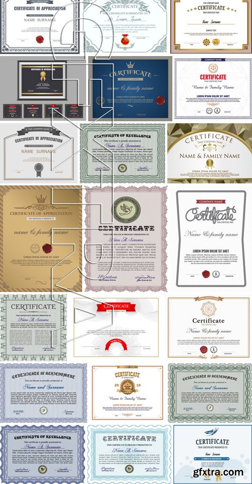 Stock Vectors - Certificate Template 10, 25xEPS