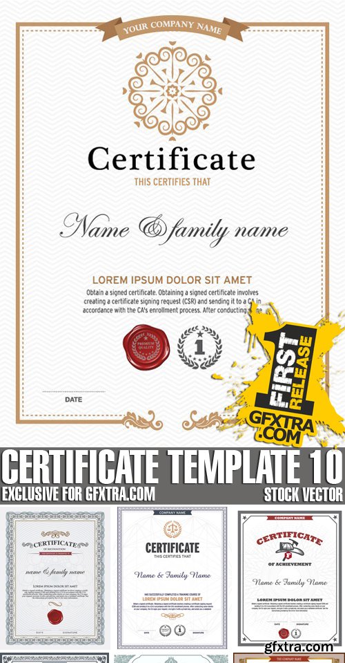 Stock Vectors - Certificate Template 10, 25xEPS